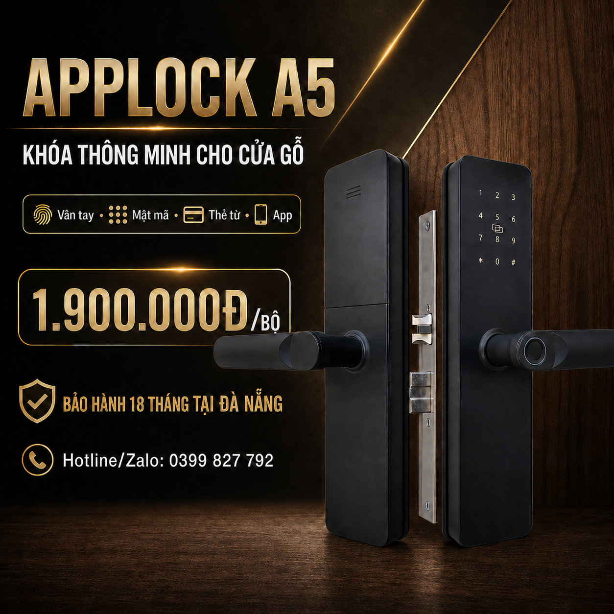 Khóa thông minh APPLOCK A5 dành cho cửa gỗ